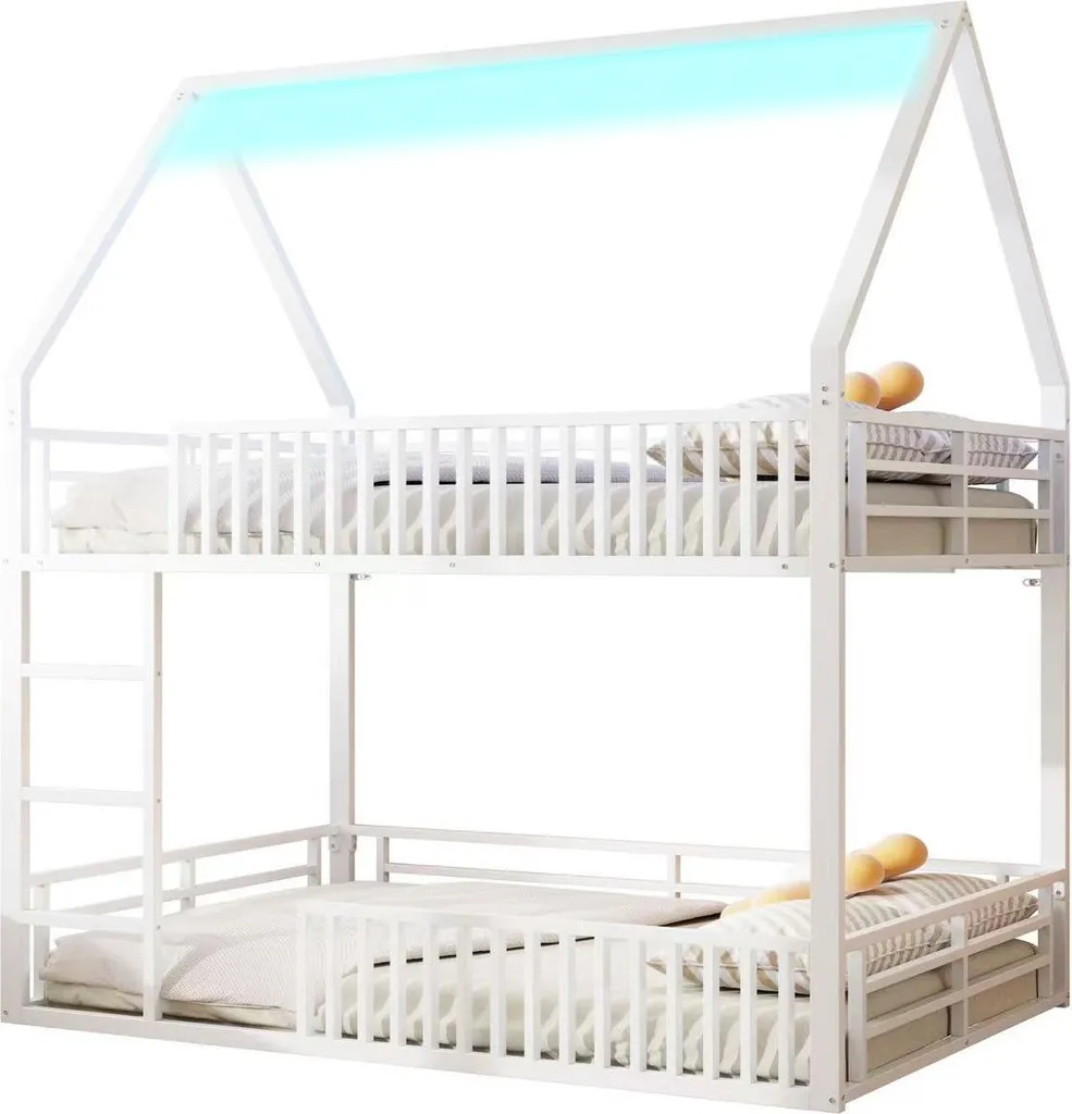 Lit Superposé Métal Blanc 140x200 avec Éclairage LED Multicolore Intégré - 11