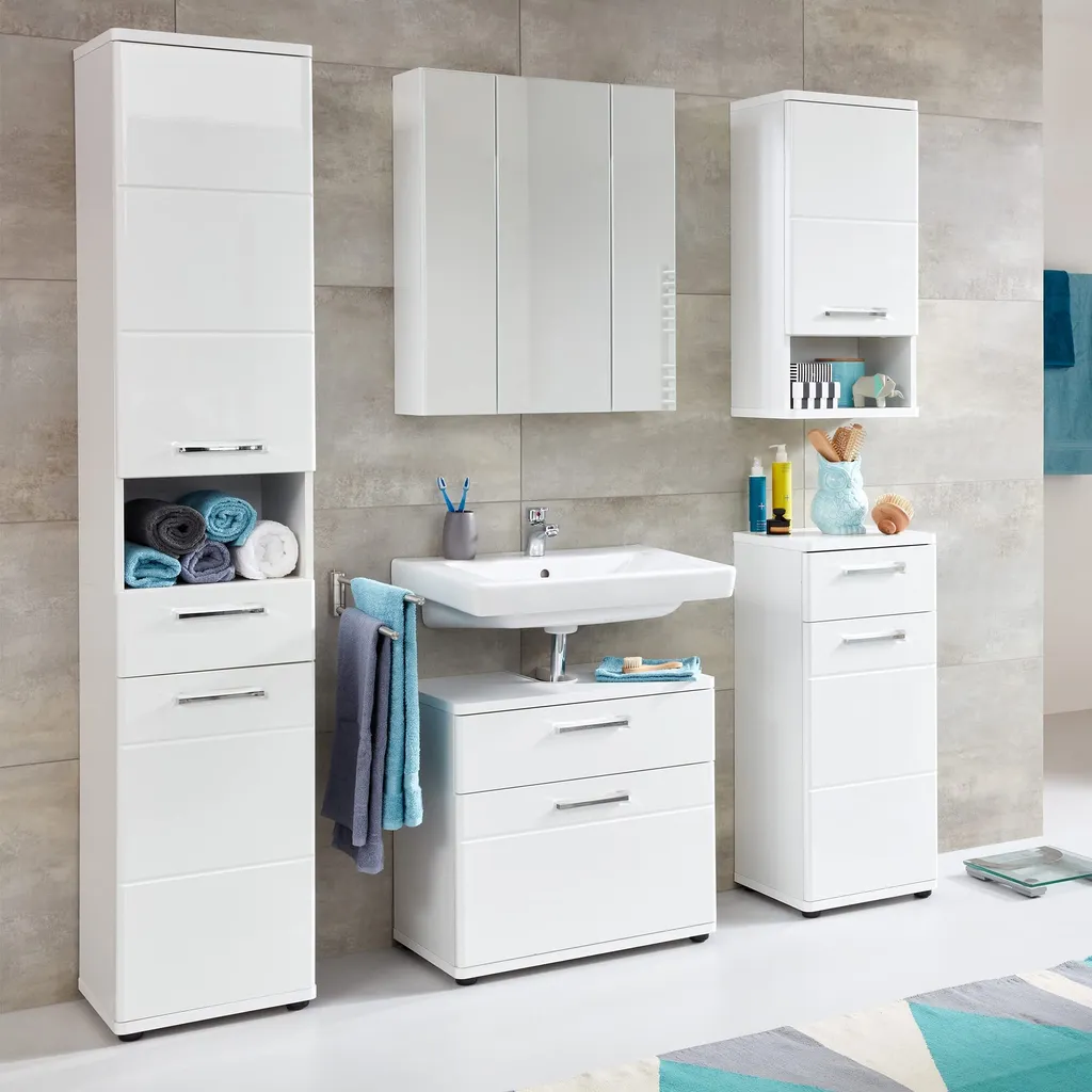Support de Lavabo Blanc Mat 60cm - Structure Renforcée et Gain de Place - 11