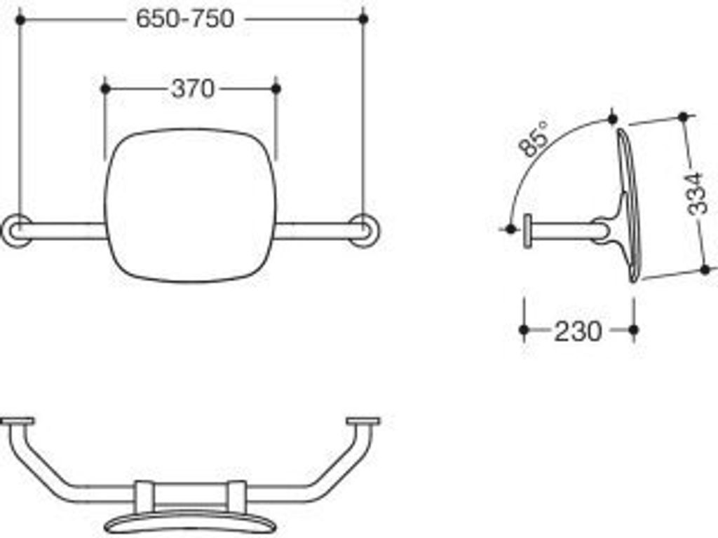 HEWI 801.51B9171 95 Rückenstütze Fb 98 EM, WA 230mm