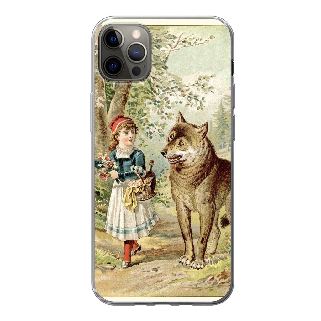 MuchoWow Handyhülle Schutzhülle Hülle für iPhone 13 Pro Max Wolf - Rotkäppchen - Wald Silikon Softcase Handy Hülle - Mobiltelefon