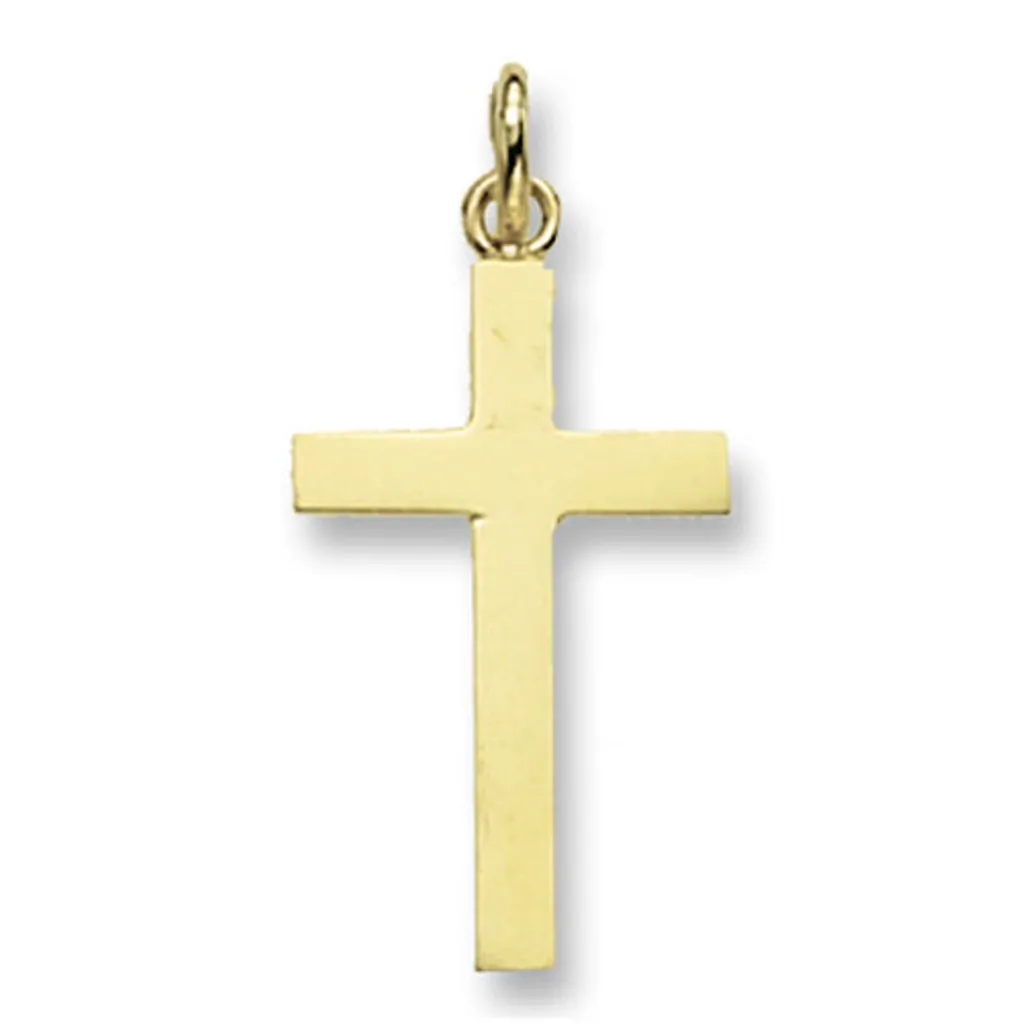 Pendentif croix en or jaune 9 carats pour femme, bijou chrétien