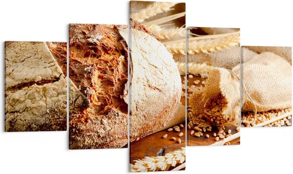 Bild auf Leinwand - Leinwandbild - Brot Bäckerei Lebensmittel Roggen - 125x70cm - Wand Bild - Wanddeko - Leinwanddruck - Bilder - Kunstdruck - Lei...