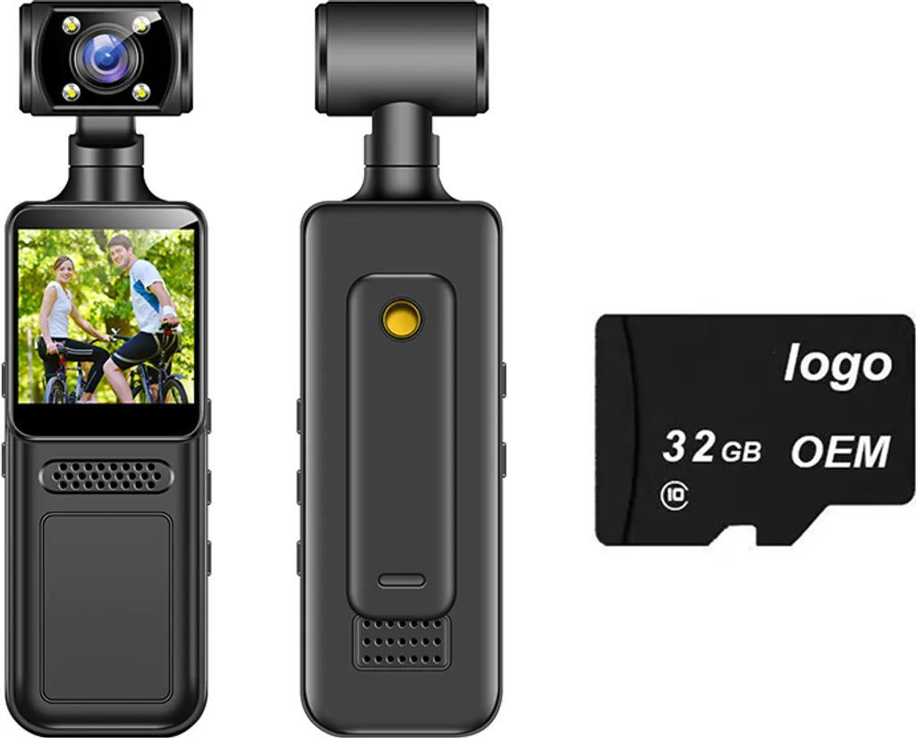 Caméra Piéton HD avec Clip Arrière Rotatif et Vision Nocturne INF