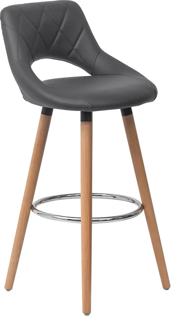 Tabouret de bar stable et confortable gris avec dossier pour mal de dos