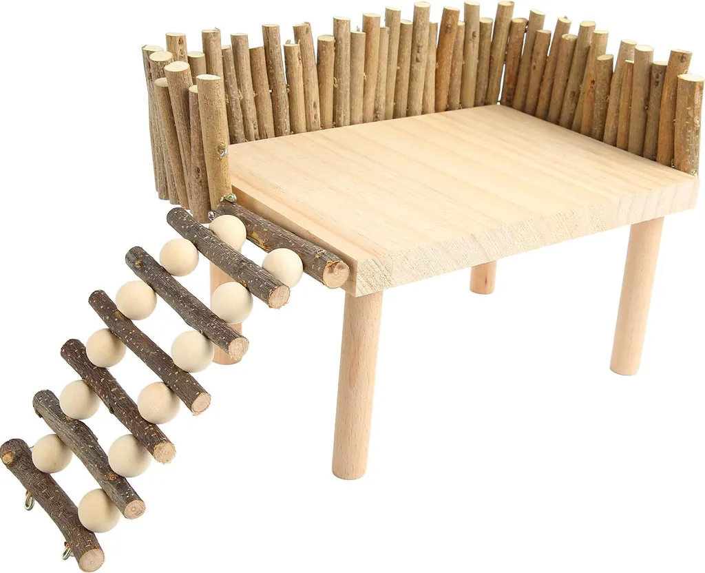 Hamster Plateforme d'escalade en bois naturel pour aire de jeux 25cm