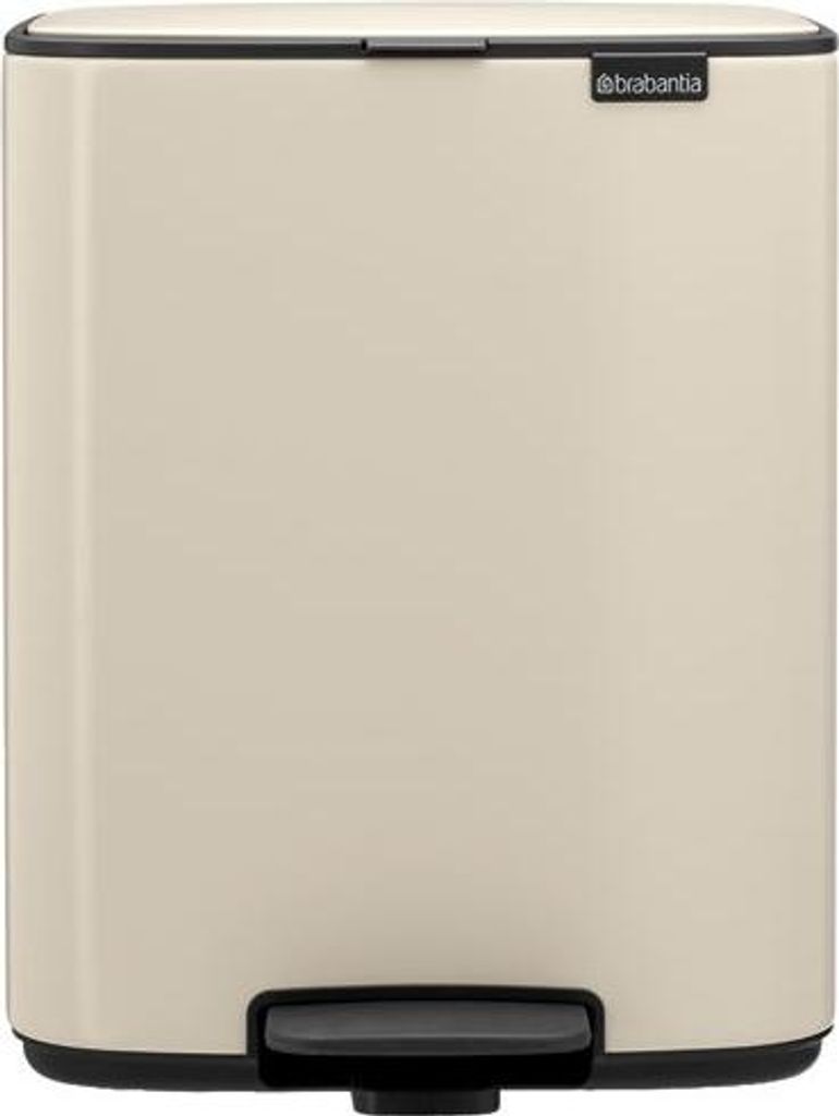 Brabantia Bo Pedal Bin, 12 l, Rechteckig, Stahl, Beige, Terrasse, 292 mm