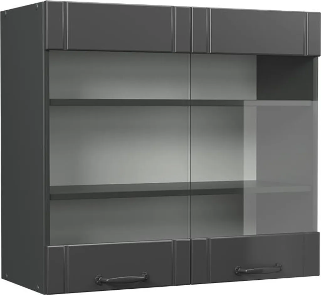 Meuble haut de cuisine vitré 80cm Vicco Fame-Line Gris foncé Design