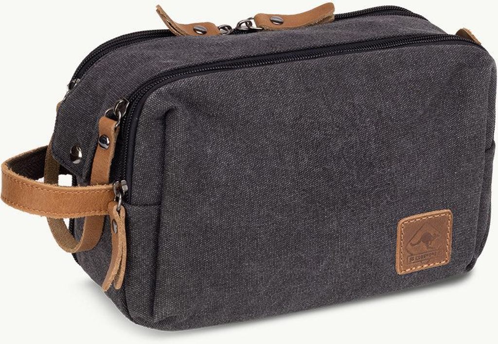 Alpenleder Jaipur Kulturtasche – Vintage Ledertasche mit Reißverschlüssen und Aufhängehaken