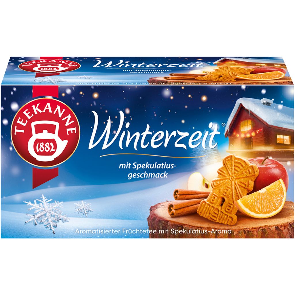 Teekanne Winterzeit Früchtetee mit würzigem Produktbild 