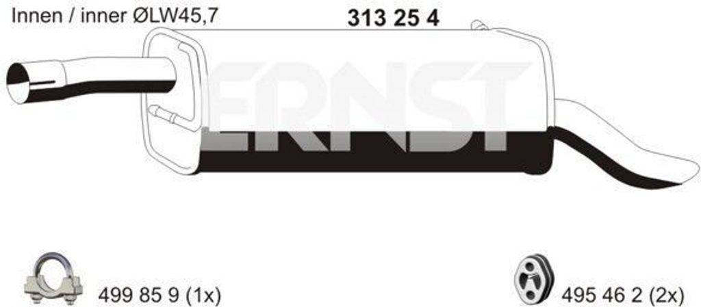 ERNST 313254 Koncový tlumič výfuku pro FORD FUSION (JU) Obrázek produktu 