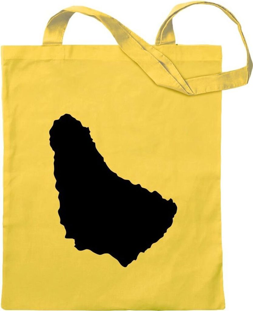 Kiwistar - Baumwolltasche - gelb - Barbados Umriss Kontur - Tragetasche Stoffbeutel Umhängetasche langer Henkel