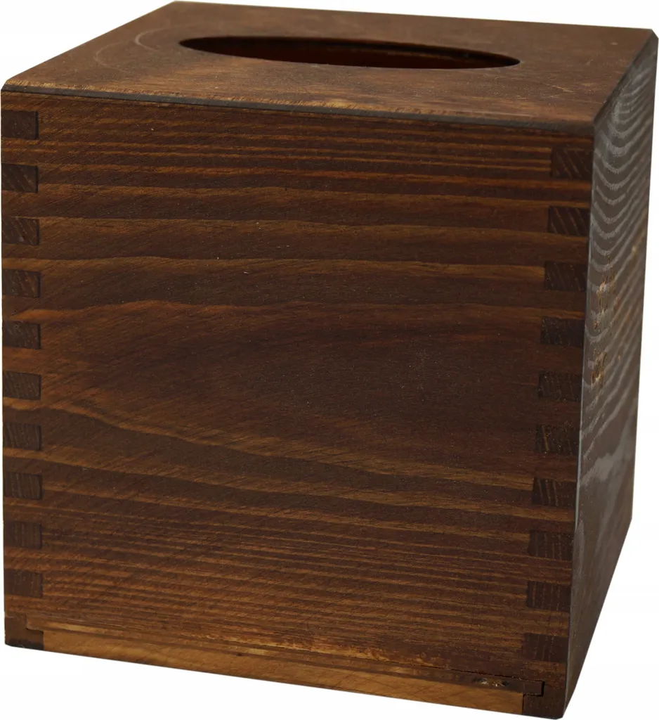 Porta Fazzoletti Quadrato Marrone Inciso - Design Minimal per Ufficio - 2