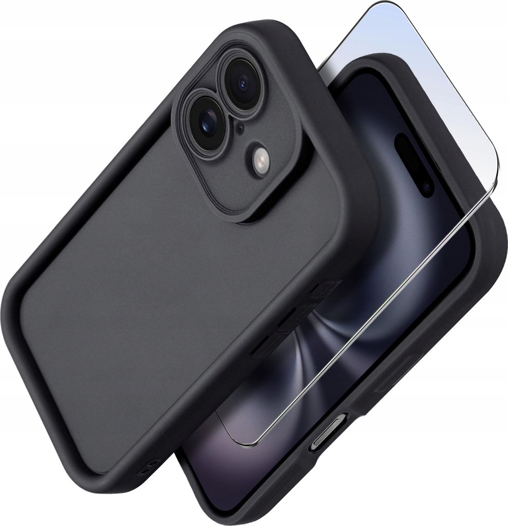 Silikonhülle für iPhone 16 MATT + Schutzglas für den Bildschirm 9H