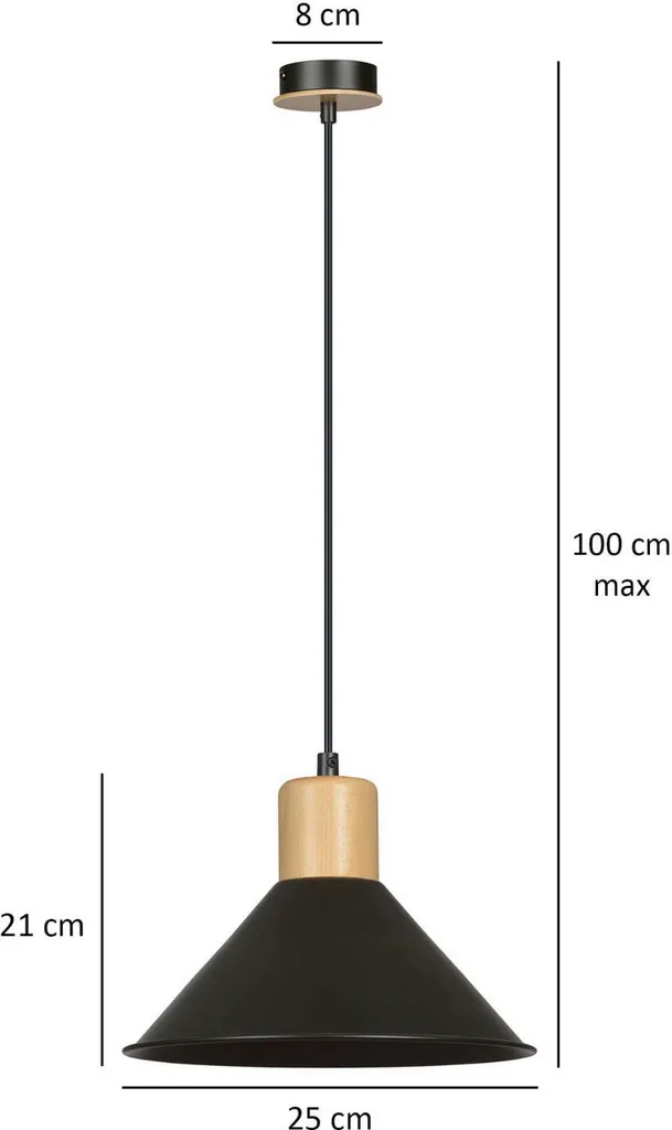 Suspension Noire Rowen 1 E27 Finition Matte Éclairage Design Sans Reflet