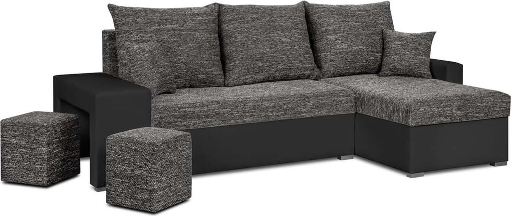 Ecksofa mit Schlaffunktion HUBERT2 - Grau/Schwarz