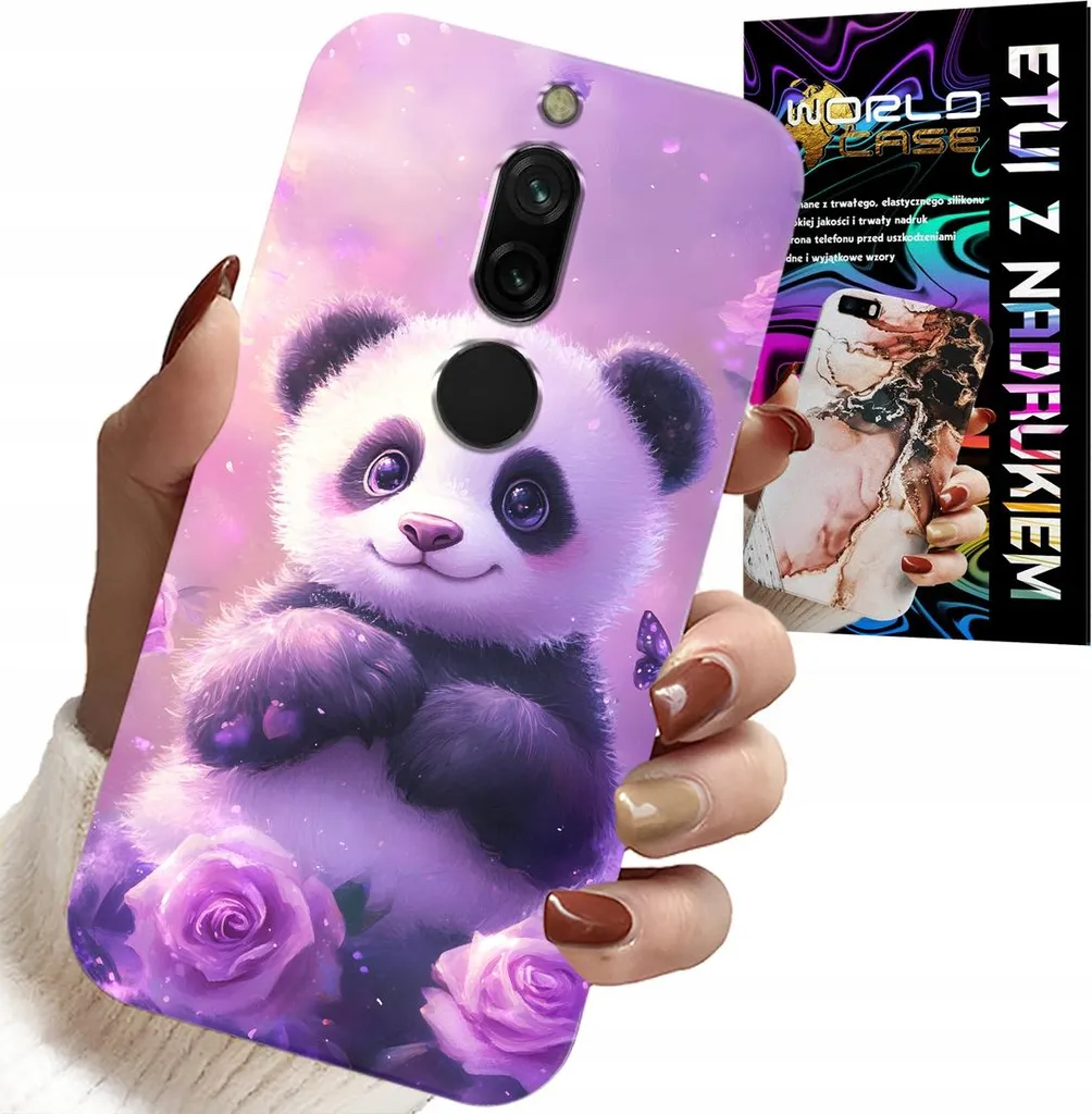 Custodia Per Xiaomi Redmi 8 - Simpatico Design Panda Per Bambini + Vetro