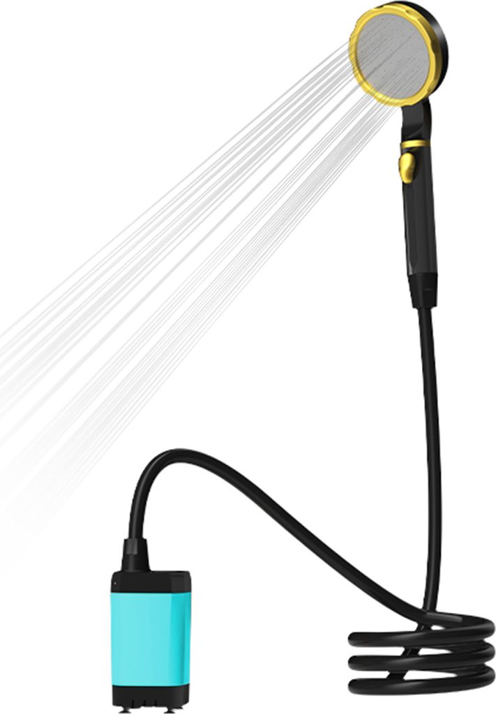 Tragbare Dusche, elektrische Campingdusche mit vollstaendig digitaler Anzeige der Temperatur, verbleibende Batterie, 2 Modi, Outdoor-Camping-Duschp...