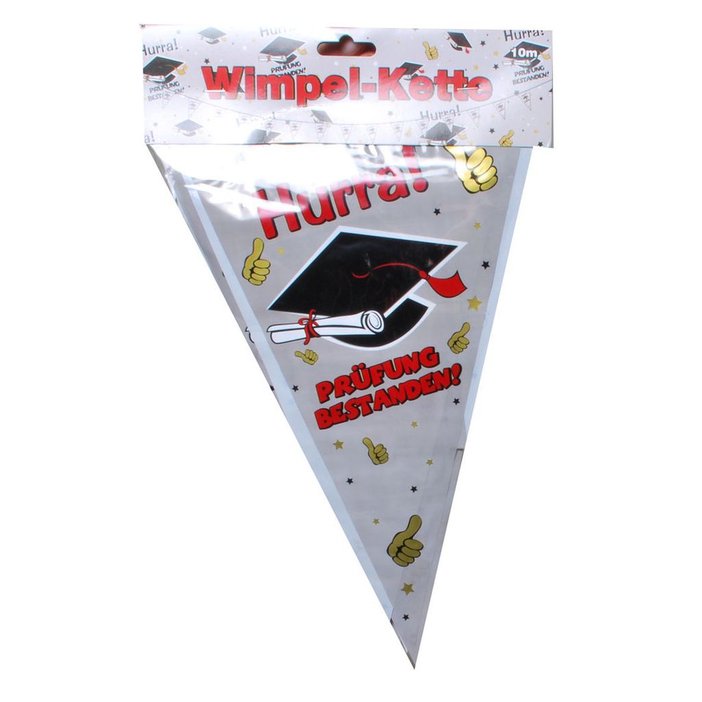 1 WIMPELKETTE GIRLANDE HURRA PRÜFUNG BESTANDEN 10m Bestandene Prüfung