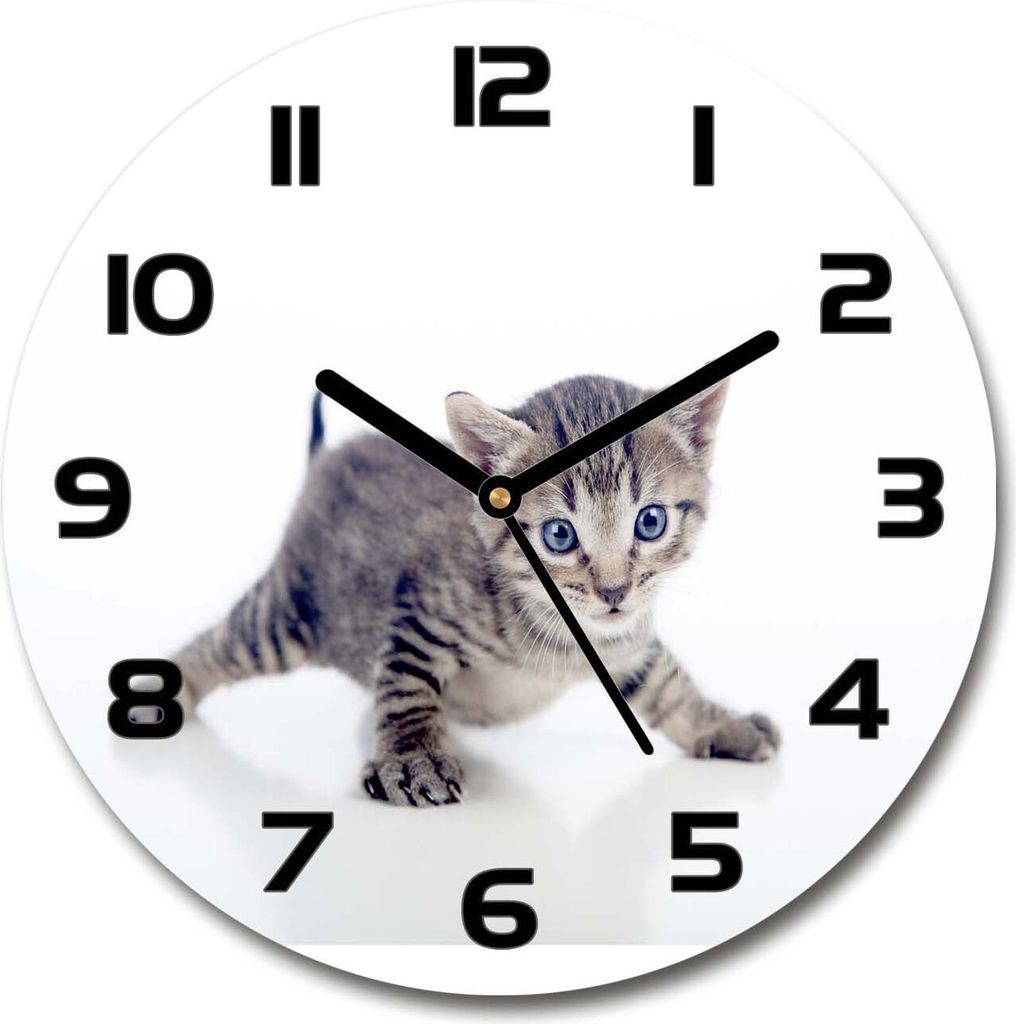 Wanduhr aus Glas 30fi Glasbild Glasuhr Gehärtetes Glas - schwarze-zeiger - Small cat