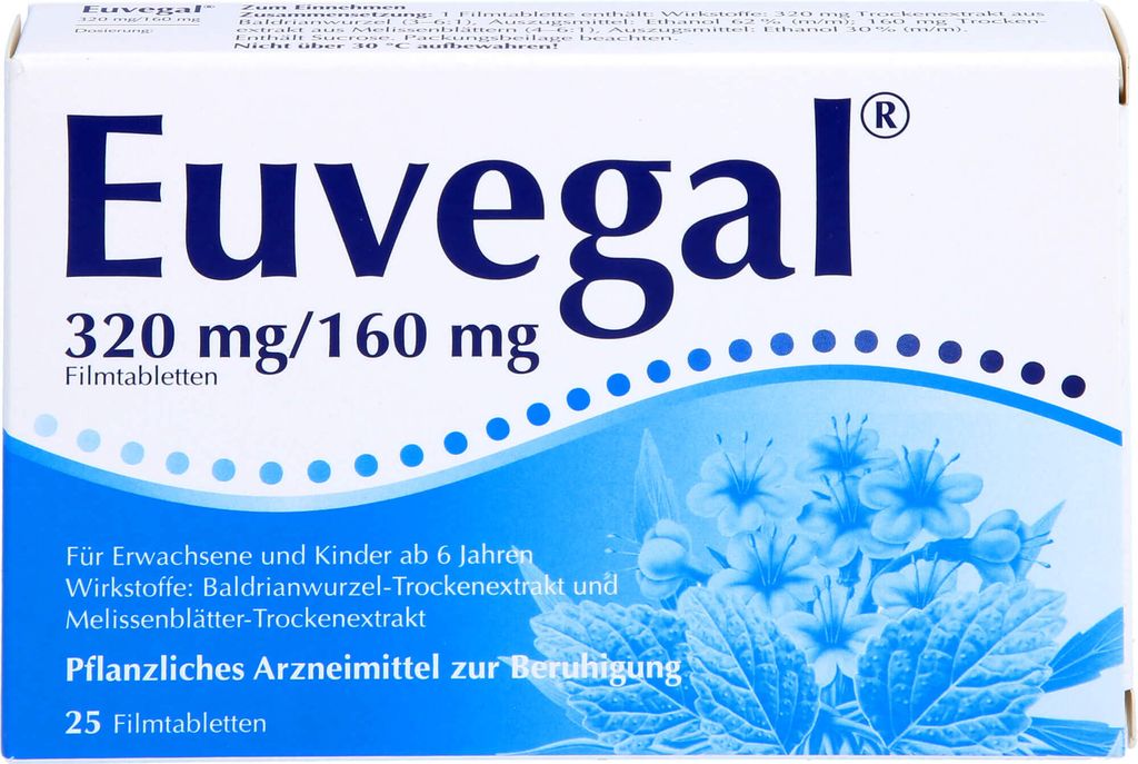 Euvegal 320 mg / 160 mg Filmtabletten zur Beruhigung, 25 St. Tabletten