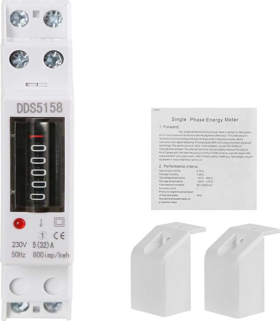 1P Einphasen kWh Energiezähler 5(32)A LCD Stromverbrauchsmesser 220V (Elektronische Zählung)