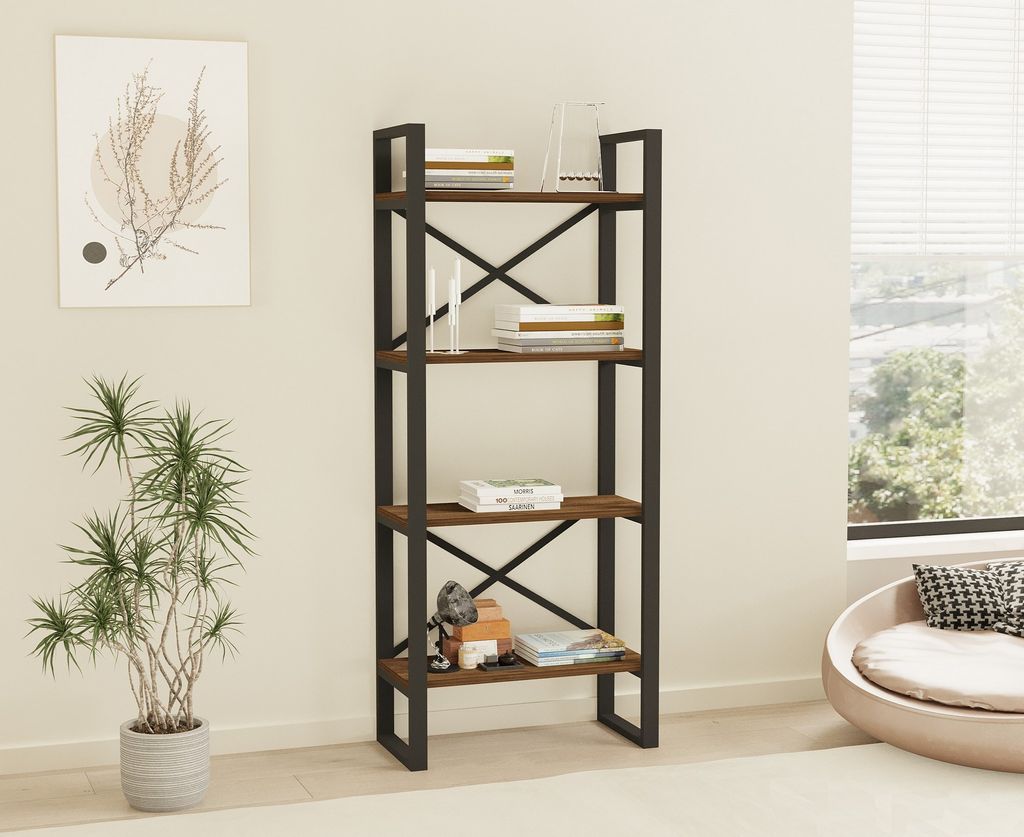 Skye Decor, Alaro- Alaro PUQ, Nussbaumfarbe, Bücherregale, 150x66x32 cm, 100% Melaminbeschichtete Partikelplatte