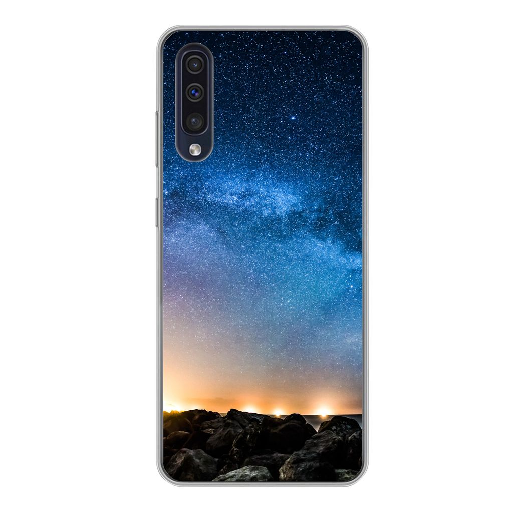 MuchoWow Handyhülle Schutzhülle Hülle für Samsung Galaxy A50 Galaxie - Universum - Sonne - Jungen - Mädchen - Kinder Silikon Softcase Handy ...