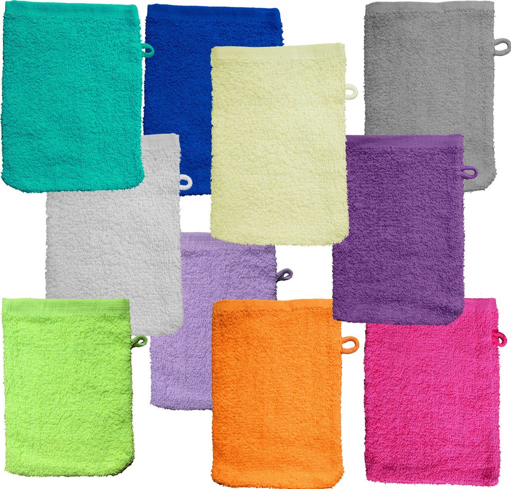 Waschhandschuh Frottee, 10 Stück (5x2versch.Farben Produktbild 