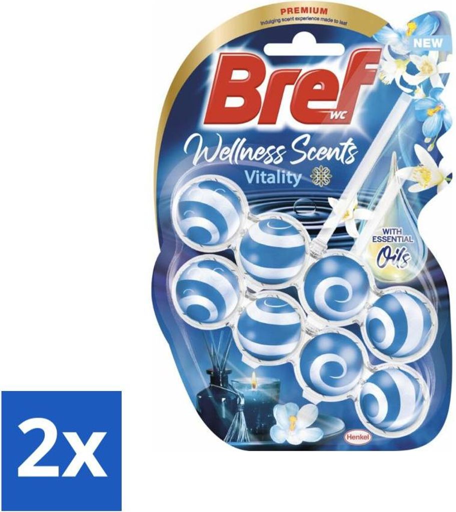 Bref Wellness Scents Vitality – Toilettenstein – Erhebender Duft – 2 Toilettensteine - Vorteilspack - 2 Stücke
