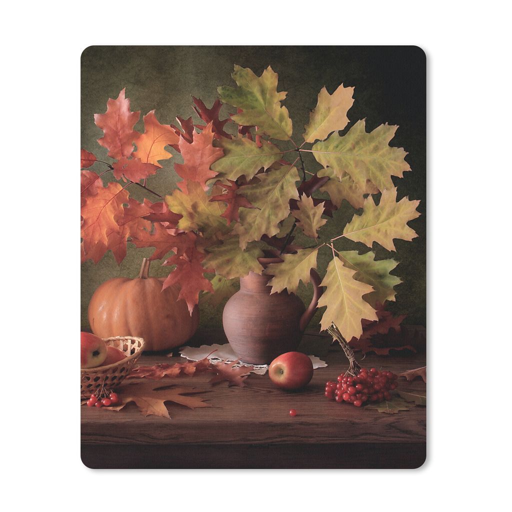 MuchoWow Mauspad Mousepad Stilleben - Kürbis - Blätter - Apfel - Kirsche - Herbst 19x23 cm - Mousepads - Maus Mat - Pad - Mausunterlage - Mausp...