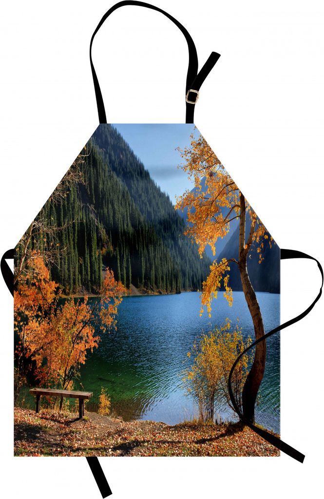 ABAKUHAUS Baum Kochschürze, Herbstsaison von See und Berg Asiatische Natur Thema Herbst Bäume in der Wildnis, Farbfest Höhenverstellbar Waschbar...