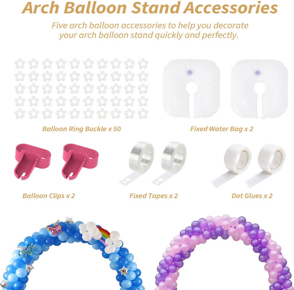 BEISHIDA Ballonständer Set Schwarz-Gold - 2 Ständer + 16 Ballons Für Partys