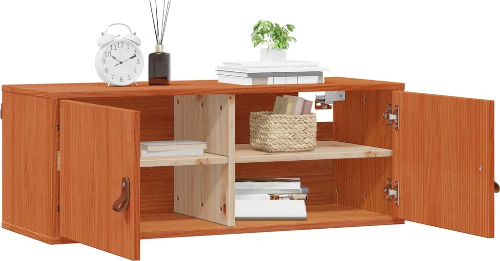 Armadietto a Muro Marrone Cera 80cm - Pino Massiccio Vero Legno
