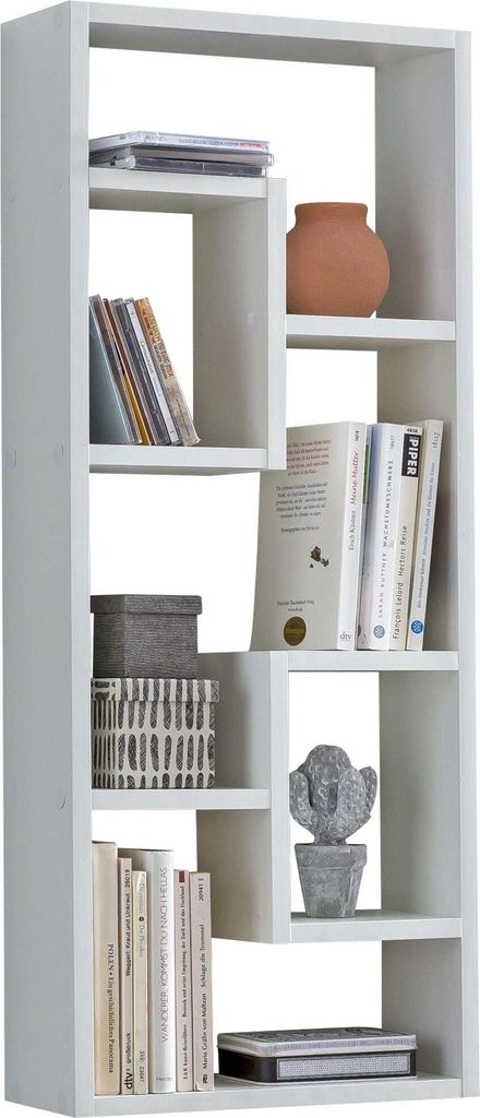 Wandregal - Modernes Design Hängeregal - Schwebendes Holzregal - Schmale Bücherregal - Hohe dekorative schwebende Regal - Weiß - 36x90x13,5cm