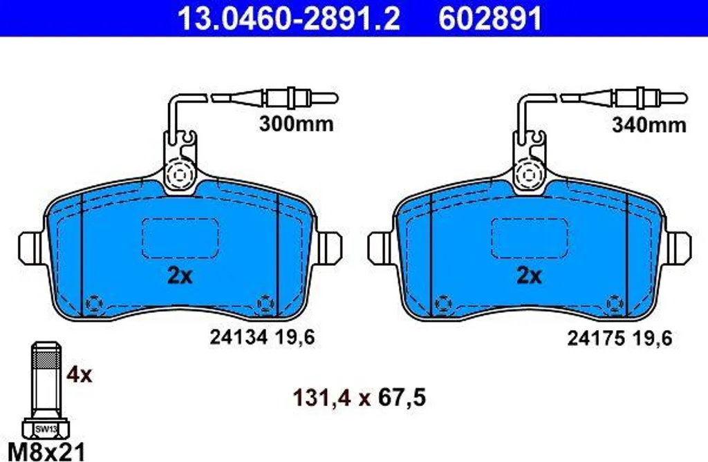 Plaquettes de Frein pour Peugeot 407 ATE 13.0460-2891.2 Freinage à Disque