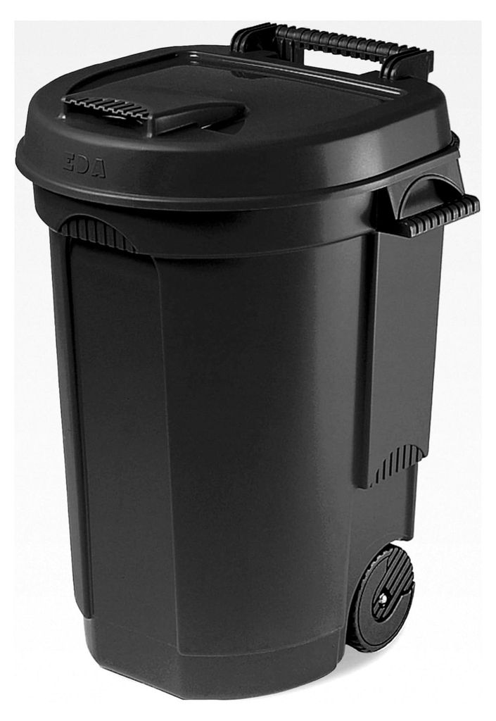 Mülleimer mit Rollen 110 L, schwarz