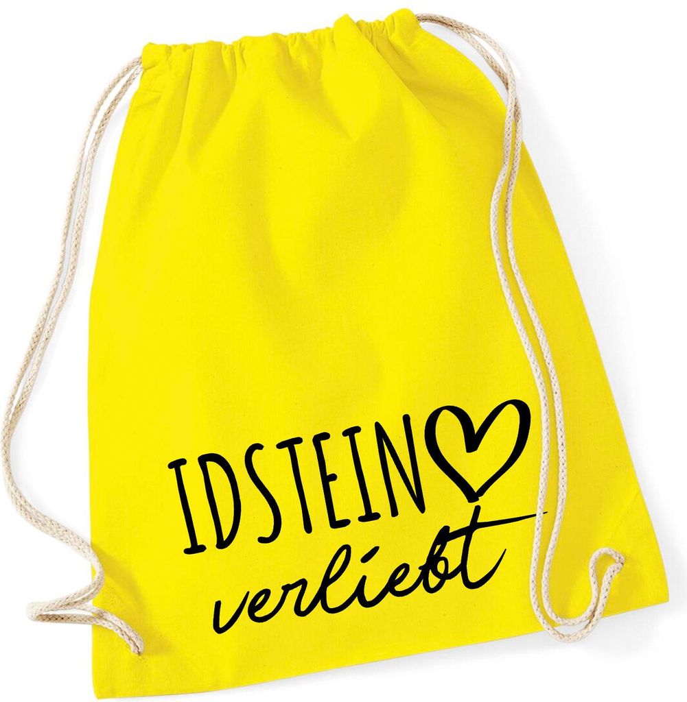 Huuraa Turnbeutel Idstein verliebt 12 Liter Yellow Baumwolle Rucksack Geschenkidee