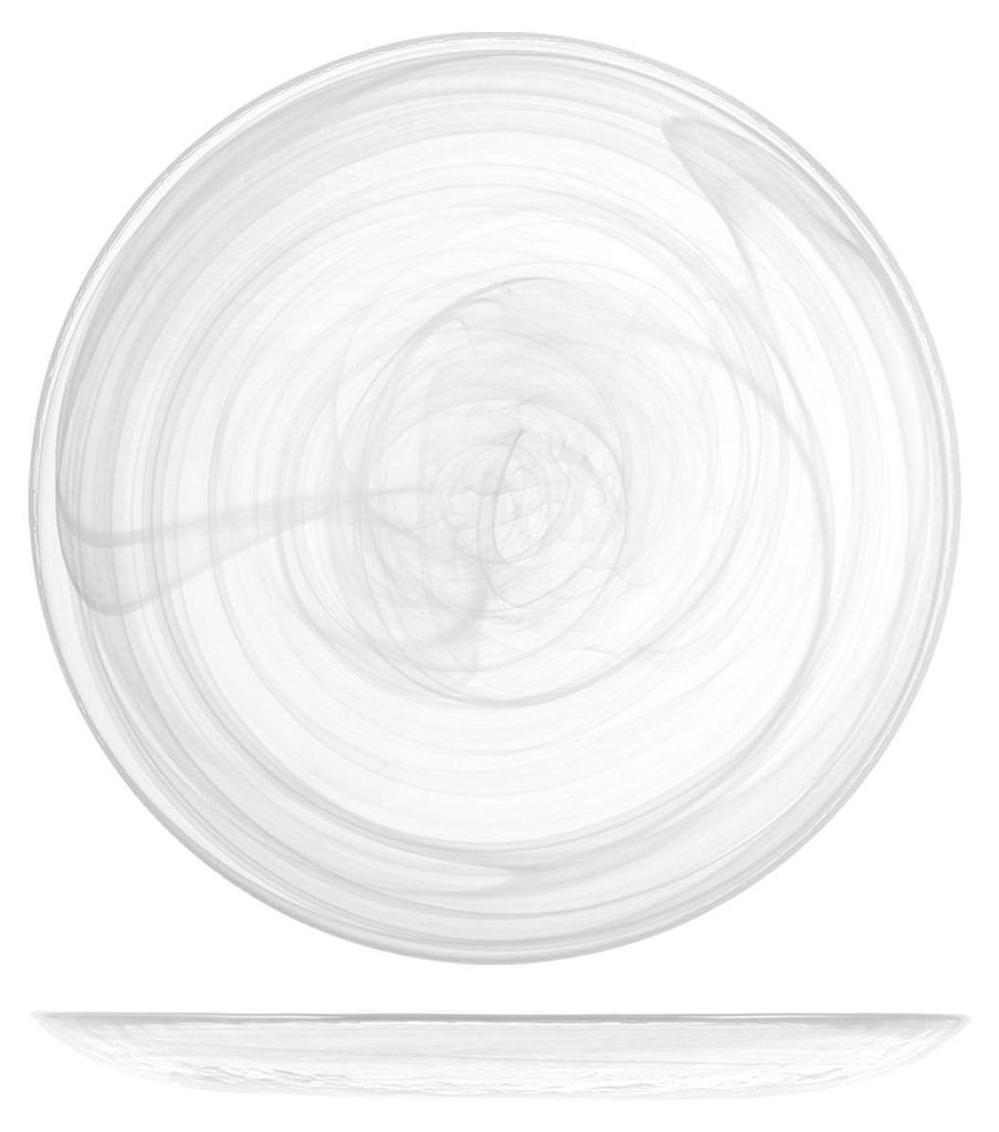 H&H 7627001 Glasteller, Alabaster, flach, 27,5 cm, weiß