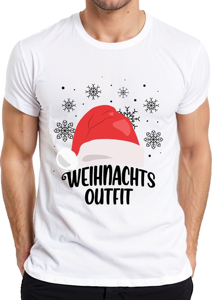 Weihnachtsoutfit Santa Hut - Weihnachten Weihnachtsgeschenk Christmas Herren T-Shirt, Weiß, M