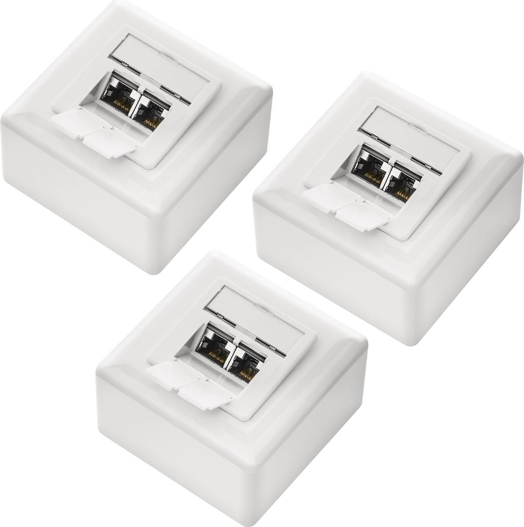 deleyCON 3x CAT 6a Universal Netzwerkdose - 2x RJ45 Port - Produktbild 