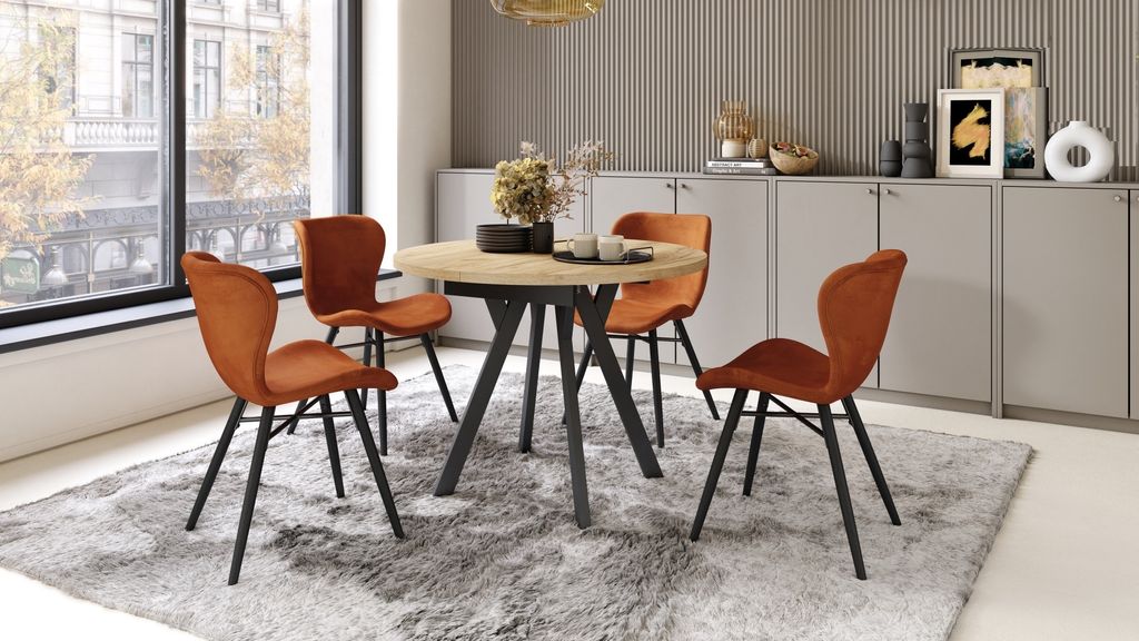 Design Esstisch Aldo ausziehbar 90 cm bis 145 cm rund Esszimmer Tisch