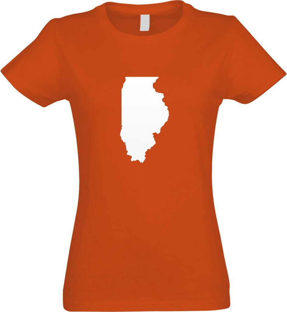 Kiwistar - T-Shirt tailliert - Damen - orange - USA - Illinois Springfield - mit Motiv Bedruckt - Funshirt Design - Sport - Freizeit - Damen - XL