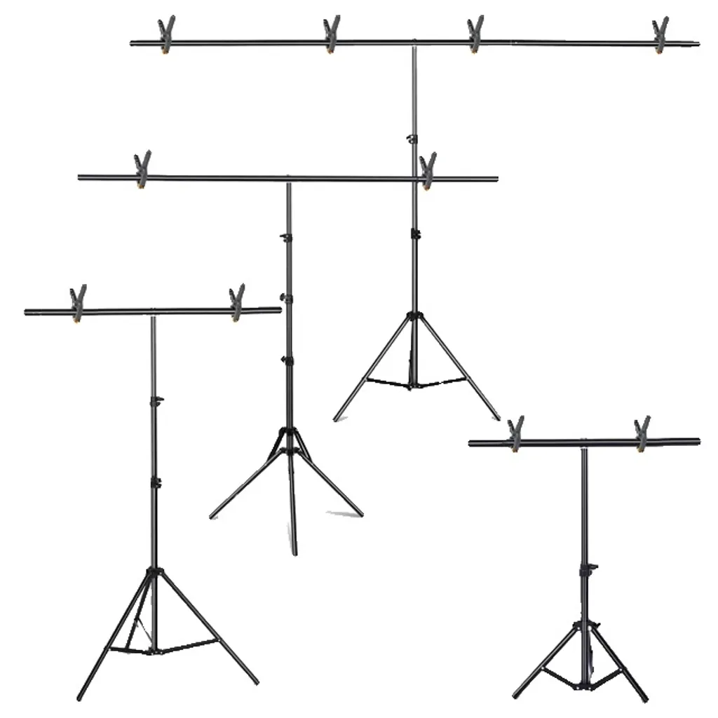 Support de Fond 200x260CM en Aluminium Noir avec Pinces de Serrage