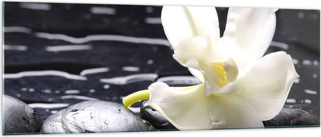Bilder auf glas - Spa Orchidee Steine Wasser - 140x50cm - Glasbilder - Wandbilder - Kunstdruck - zum Aufhängen bereit - Wanddekoration aus Glas - ...