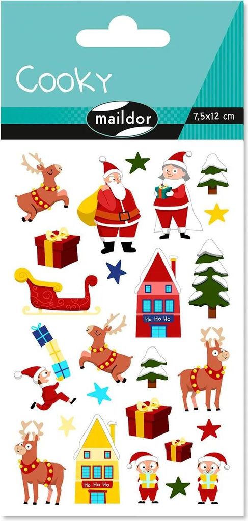 Maildor 10x Cooky, 1 Stickerbogen 7,5x12cm, Weihnachten - Mehrfarbig CY159C