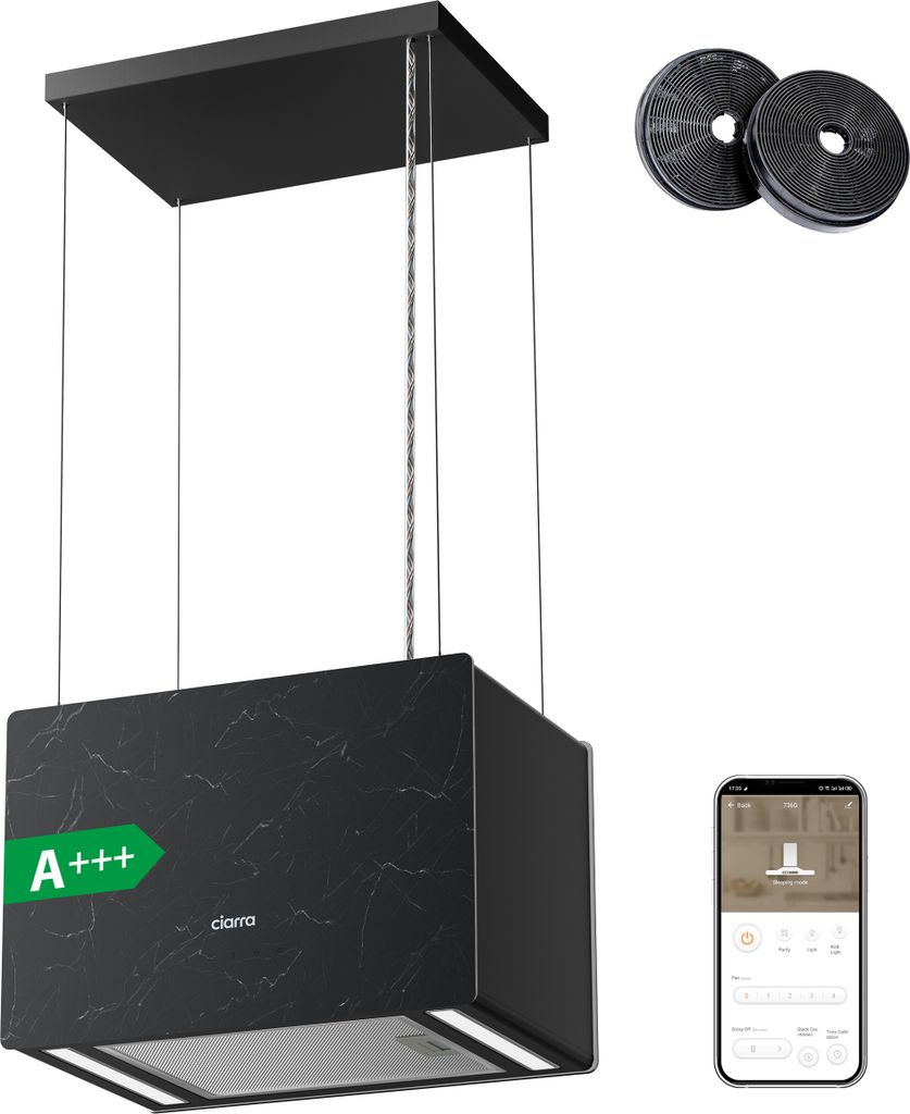 CIARRA Pinnacle Serie A+++ 700m³/h Ash Concrete Inselhaube Produktbild