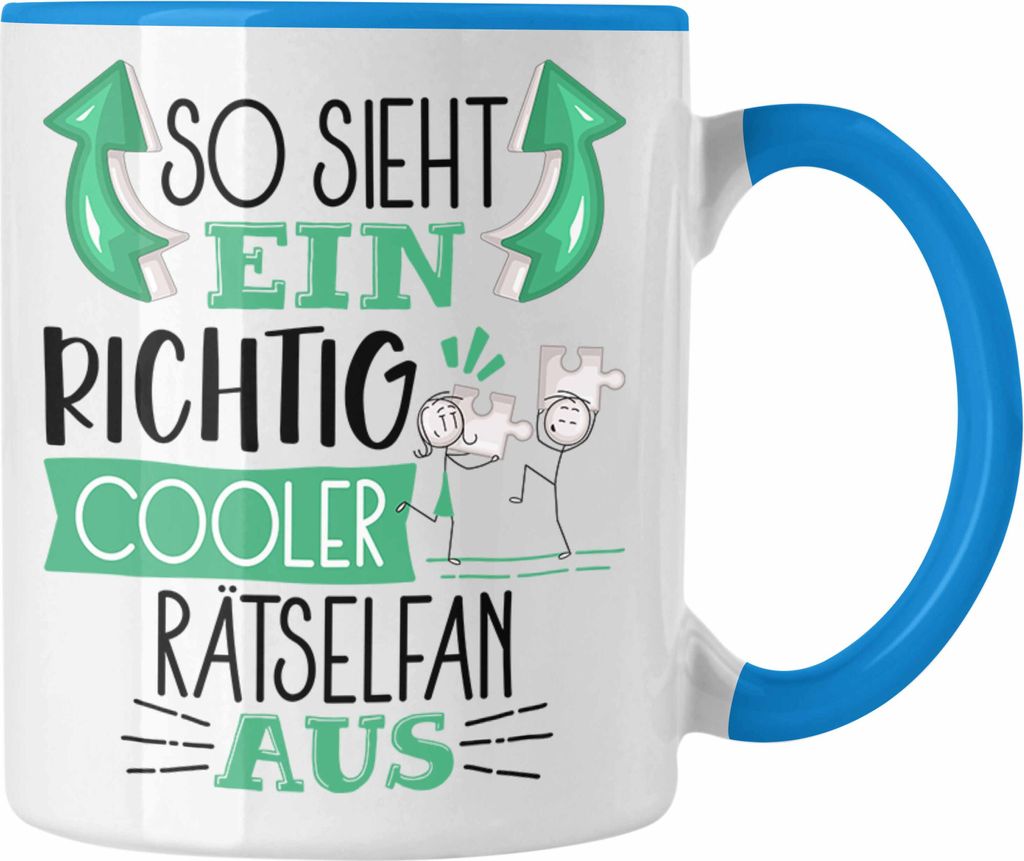 Trendation - Rätselfan Tasse So Sieht Ein Richtig Cooler Rätselfan Aus Geschenk Lustiger Spruch Geschenkidee (Blau)