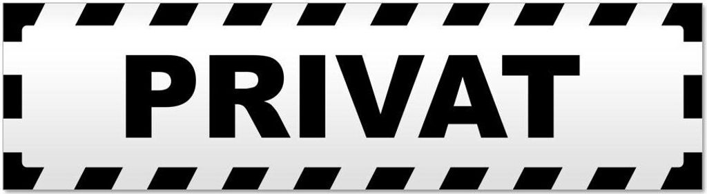 Kiwistar PRIVAT gestreift Magnetschild Schild magnetisch - 20cm Schwarz - Magnetfolie für Auto PKW Kfz