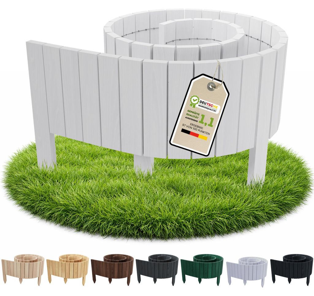 Floranica Bordura per Giardino in legno 40 x 200 cm Bianco, Immagine del prodotto 