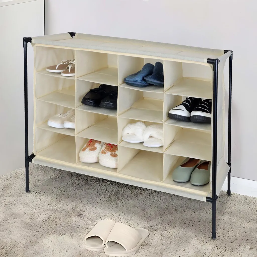 Étagère à chaussures camping télescopique en aluminium pour 16 paires